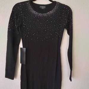 Bebe Black Knit Dress with Rhinestones - NWT